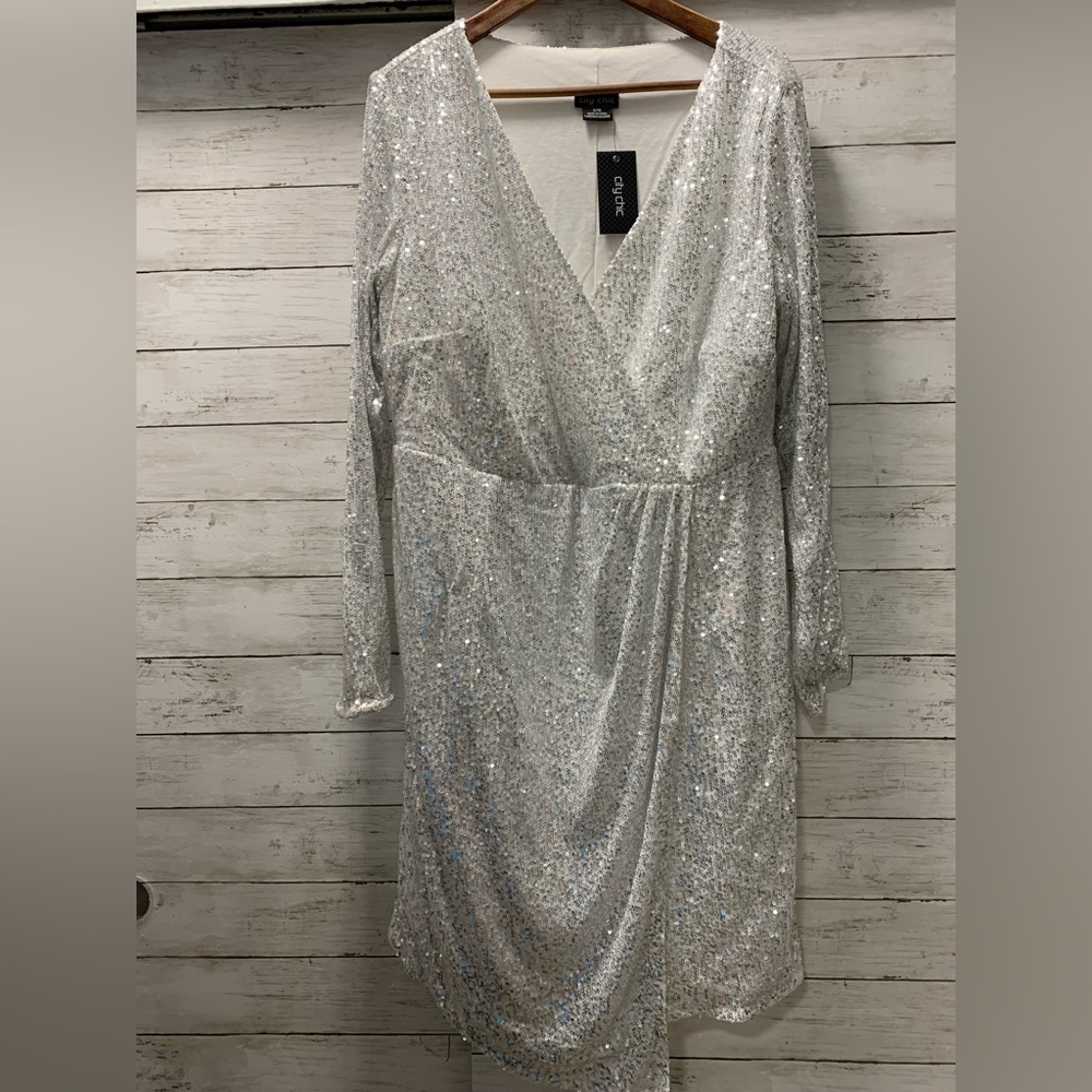 CITY CHIC Razzle Dress - silver - Picture 3 of 11